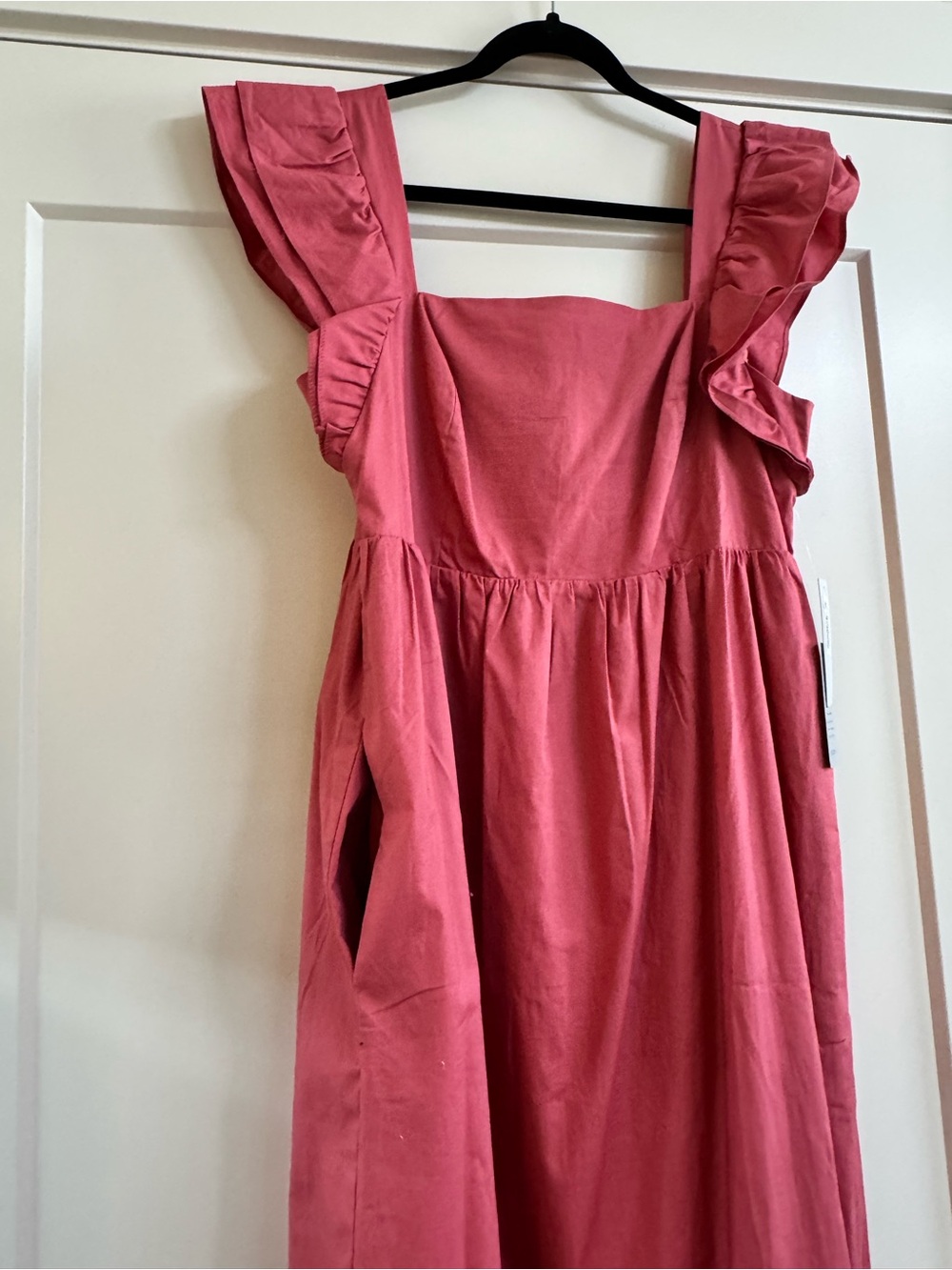 Donna Morgan Dusty Rose Ruffled Square-Neck Midi Dress - Picture 12 of 13